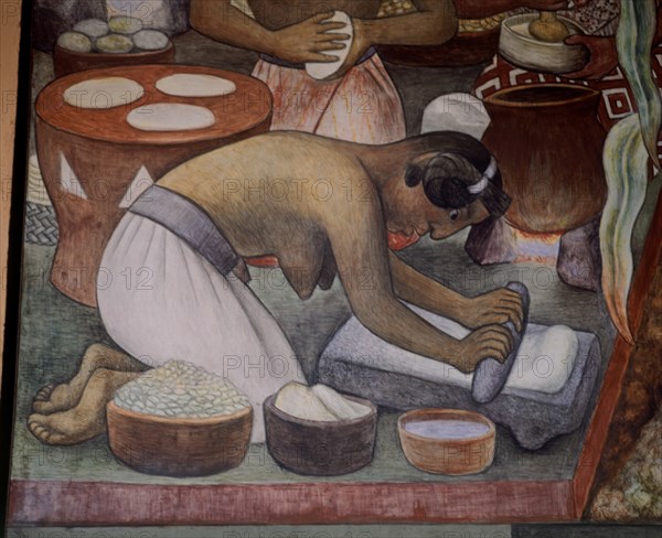 RIVERA DIEGO 1886/1957
TABLERO-MERCADO DE TLATELOLCO-MUJER HACIENDO TORTITAS
MEXICO DF, PALACIO NACIONAL
MEXICO