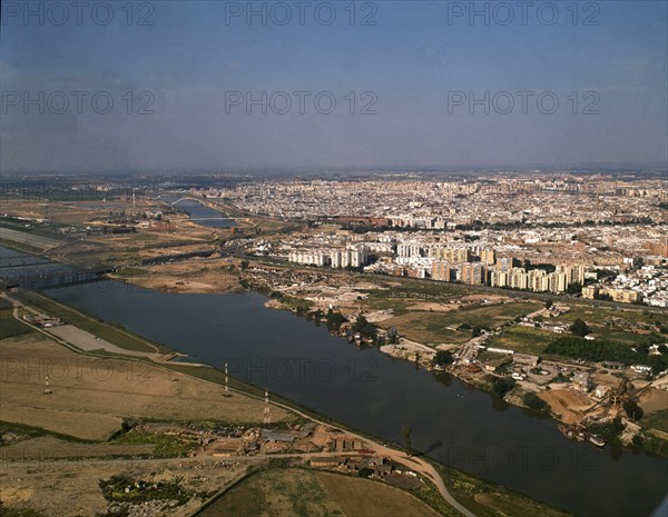Seville, Aerial view of the Island of la Cartuja