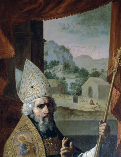 Zurbaran, Retable Saint Nicolas de Bari (détail tête du saint)