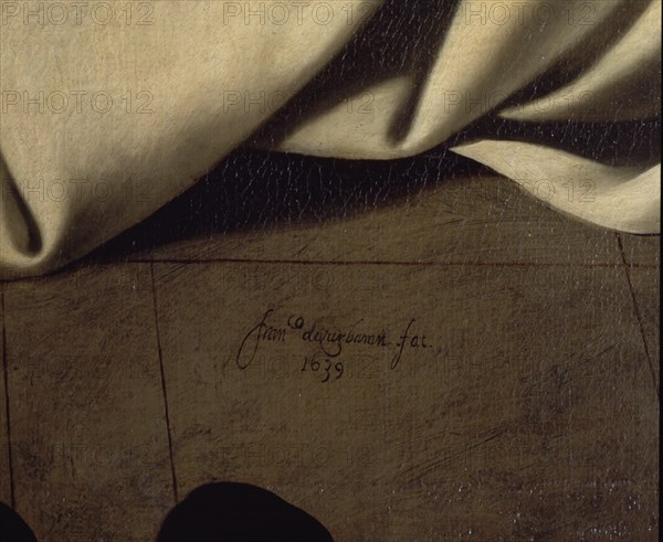 Zurbaran, Sacristy - Farewell of Father John of Carrion (detail of the signature)