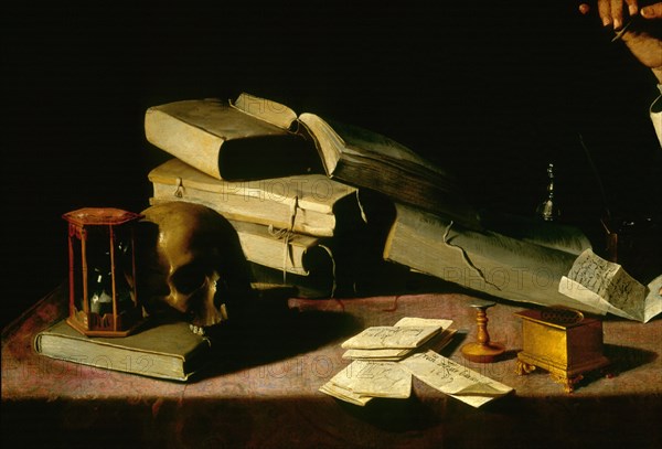 Zurbaran, Sacristy - Brother Gonzalo de Illescas (detail of books)