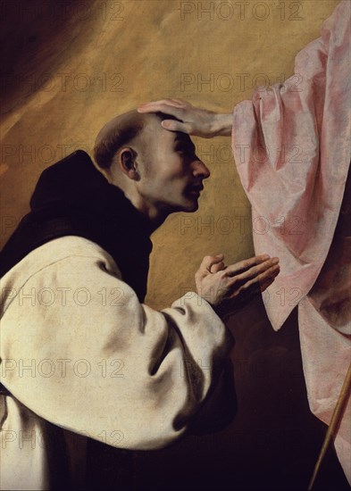 Zurbaran, Sacristie - Apparition du Christ au père André Salmeron (détail du père)