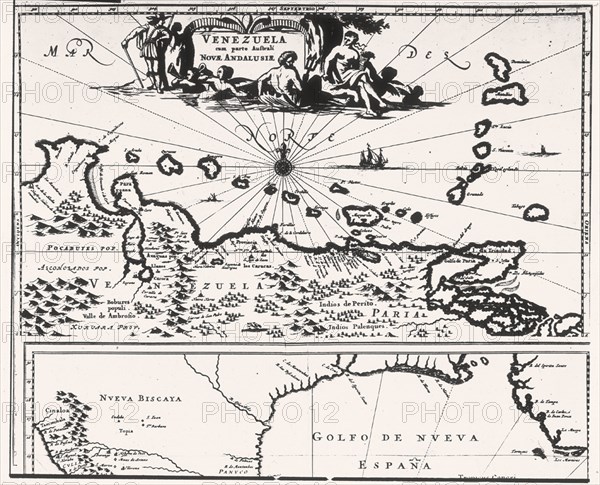 GRABADO-MAPA DE VENEZUELA(NUEVA ANDALUCIA)-S XVII
MADRID, BIBLIOTECA NACIONAL H AMERICA
MADRID