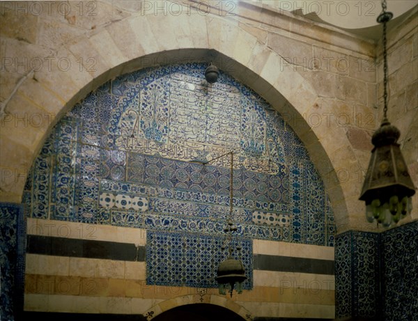 Mosaic of the Sepulchre of Sultan Bibars on the side of a temple