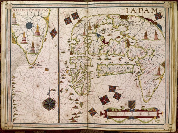 VAZ DOURADO FERNAO 1520/80
ATLAS PORTULANO - 1568 - MAPA DE JAPON - FOL 9- S XVI CARTOGRAFIA
MADRID, COLECCION DUQUES DE ALBA
MADRID

This image is not downloadable. Contact us for the high res.