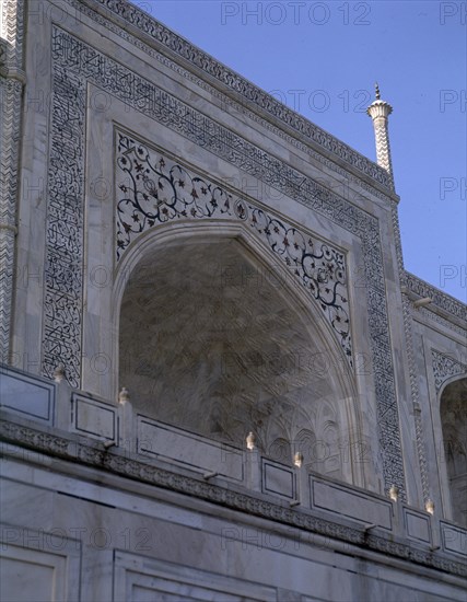 DET ARCO TUDOR DE LA FACHADA CON DECORAC VEGETAL EN MARMOL
AGRA, TAJ MAHAL
INDIA