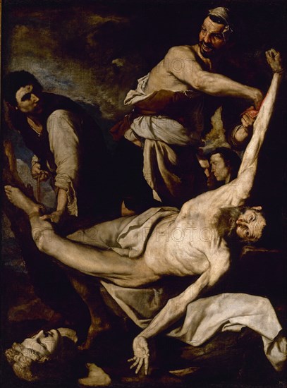 RIBERA JOSE DE 1591/1652
MARTIRIO DE SAN BARTOLOME - S XVII - O/L - 13x18 - BARROCO ESPAÑOL
BARCELONA, MUSEO DE ARTE CATALUÑA
BARCELONA