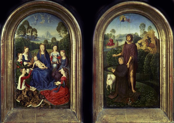 MEMLING HANS 1435/94
I-IZQDA DESPOSORIOS MISTICOS DE STA CATALINA-DCHA S JUAN BTA Y EL DRAGON
PARIS, MUSEO LOUVRE-INTERIOR
FRANCIA