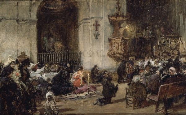 PRADILLA ORTIZ FRANCISCO 1848/1928
EN EL TEMPLO-1918-OLEO CARTON,17x27 CM
HABANA LA, MUSEO BELLAS ARTES
CUBA