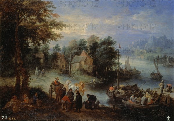 Michau, Rivière avec personnages et bétail