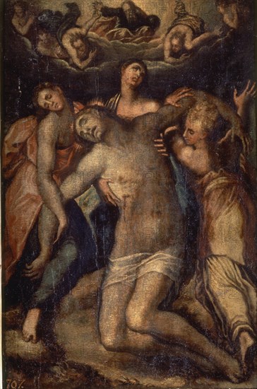 Dal Pino, Jésus-Christ, mort, soutenu par des anges