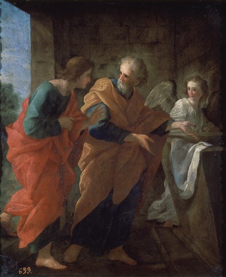 Romanelli, Saint Pierre et Saint Jean dans le sépulture de Jésus Christ.