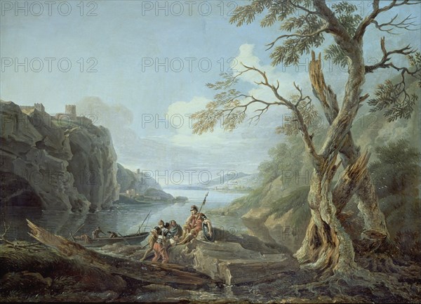 Constantin, Paysage avec des guerriers au bord d'une rivière.