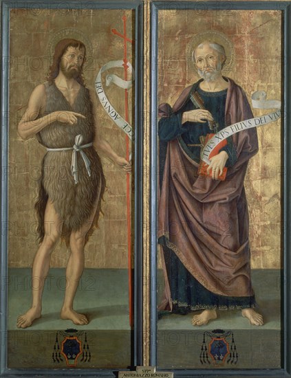 Antoniazzo, Triptych: Doors - Saint John the Baptist and Saint Peter
