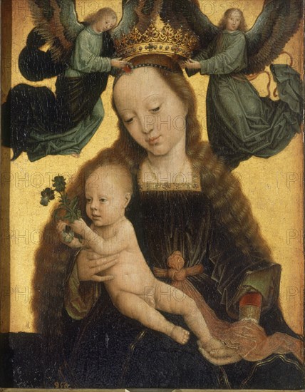 David, La Vierge, et L'Enfant, avec deux anges qui la couronnent