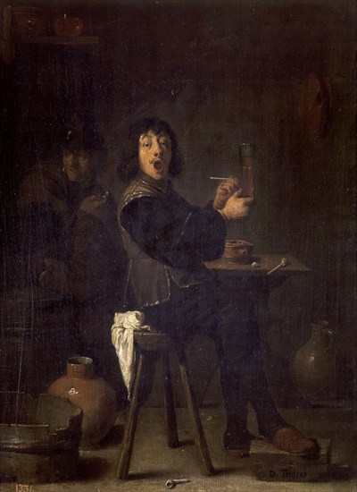 Teniers (le jeune), Soldat buvant et fumant