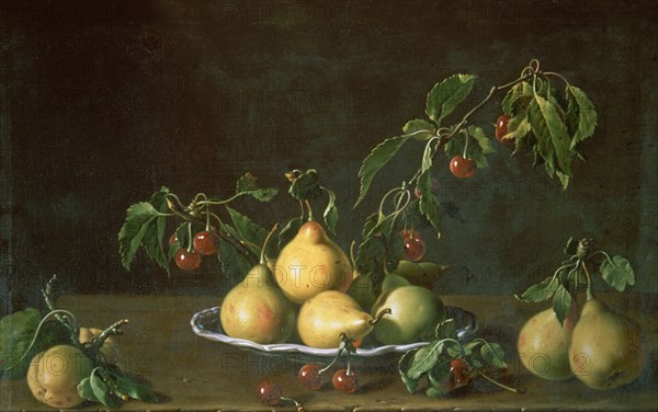 Melendez L., Nature morte: Griottes et poires