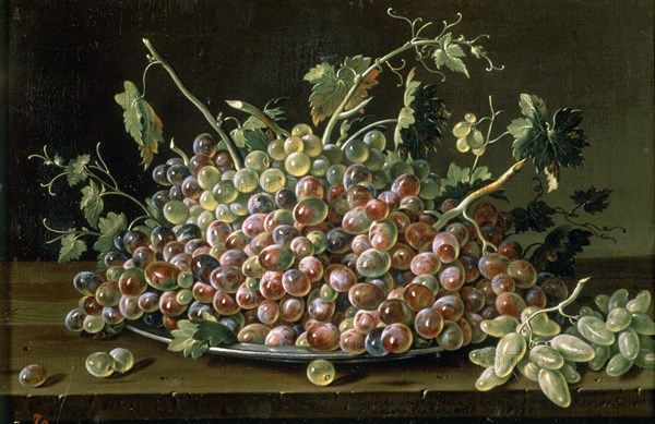 Melendez L., Nature morte: Raisin blanc et noir