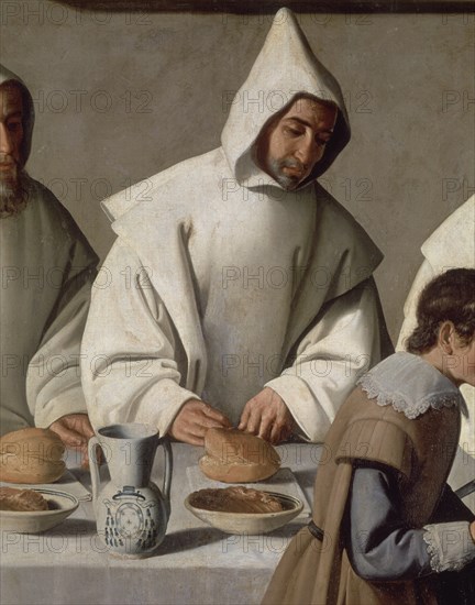 Zurbaran, Saint Hugo au réfectoire (détail du moine)