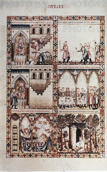 ALFONSO X EL SABIO 1221/84
MTI1- CANTIGA STA Mº Nº 42-FOL. 61 V. CLERIZONTE METIO EL ANILLO EN EL DEDO DE LA VIRGEN.MINIATURA S
SAN LORENZO DEL ESCORIAL, MONASTERIO-BIBLIOTECA
MADRID
This image is not downloadable. Contact us for the high res.