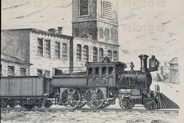 GRABADO-LOCOMOTORA DE PASAJEROS-1884-PATENTE USA