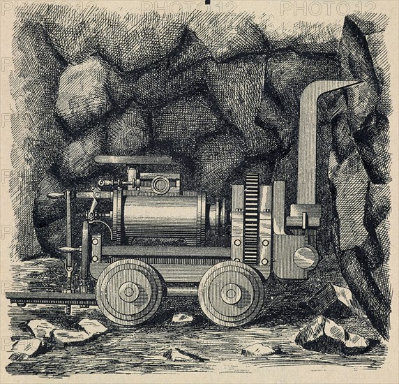 GRABADO-MAQUINA PARA MINAS DE CARBON-1865-PATENTE USA