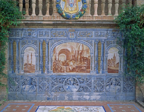 DET AZULEJO:SEVILLA,COLUMNAS DE HERCULES Y LAS CIGARRERAS
SEVILLA, PLAZA DE ESPAÑA
SEVILLA