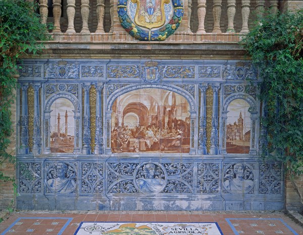 DET AZULEJO:SEVILLA,COLUMNAS DE HERCULES Y LAS CIGARRERAS
SEVILLA, PLAZA DE ESPAÑA
SEVILLA