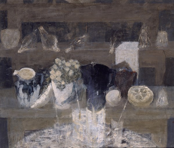 COSSIO PANCHO FRANCISCO 1884/1970
BODEGON CON JARRAS,FLORES Y PAJAROS 1964 - OLEO/LIENZO 81,5X92,5 CM
ALICANTE, COLECCION PARTICULAR
ALICANTE