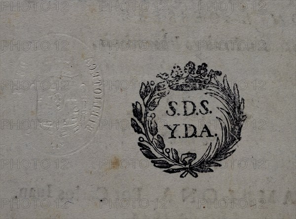 Bookplate from a book of Carlos of Spain