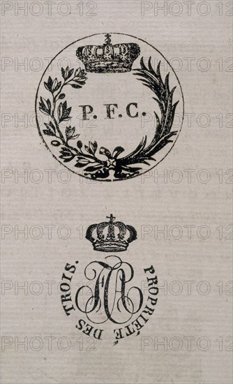 Bookplate from a book of Carlos of Spain