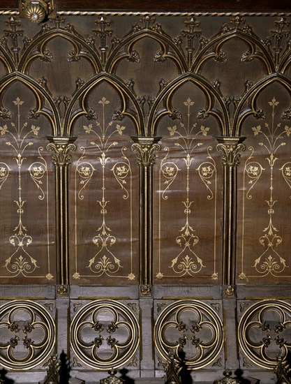 RODRIGUEZ AYUSO EMILIO 1845/1891
BILIOTECA-DET DECORACION INSPIRADA EN EL NEOGOTICO INGLES
MADRID, SENADO-BIBLIOTECA
MADRID