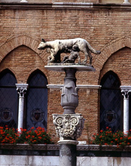 ESCULTURA DE LOBA CAPITOLINA CON ROMULO Y REMO
SIENA, EXTERIOR
ITALIA
This image is not downloadable. Contact us for the high res.