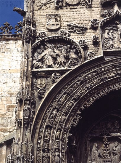 COLONIA SIMON
EXTERIOR-PORTADA-DET MITAD IZQ SUP DEL ARCO-RELIEVE DE LA PASION Y ESCULTURAS DE FCO COLONIA Y FELIP
ARANDA DE DUERO, COLEGIATA STA MªLA REAL
BURGOS