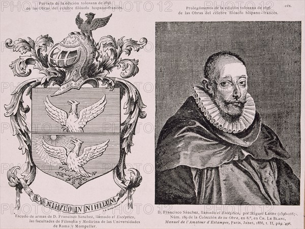 FRANCISCO SANCHEZ, LLAMADO EL ESCEPTICO-1550-1623- Y ESCUDO DE ARMAS - CATEDRATICO DE MEDICINA Y FIL
MADRID, BIBLIOTECA NACIONAL PISOS
MADRID
