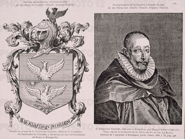 FRANCISCO SANCHEZ, LLAMADO EL ESCEPTICO-1550-1623- Y ESCUDO DE ARMAS - CATEDRATICO DE MEDICINA Y FIL
MADRID, BIBLIOTECA NACIONAL PISOS
MADRID