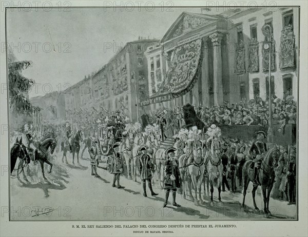 ILUSTR ESP/AMER-ALFONSO XIII SALE DEL PALACIO DE CONGRESOS TRAS PRESTAR JURAMENTO 1902
MADRID, CONGRESO DE LOS DIPUTADOS-BIBLIOTECA
MADRID