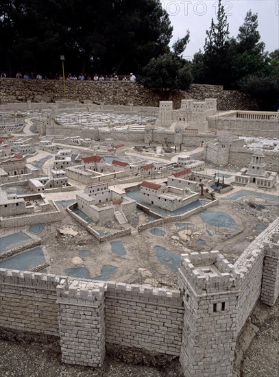 VISTA GENERAL DESDE EL NORTE-CIUDAD DE DAVID RECONSTRUIDA POR HERODES
JERUSALEN, MAQUETA DE JERUSALEN
ISRAEL