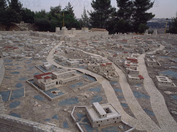 VISTA GENERAL DESDE EL NORTE-CASAS Y RECINTO DEL TEMPLO AL FONDO
JERUSALEN, MAQUETA DE JERUSALEN
ISRAEL