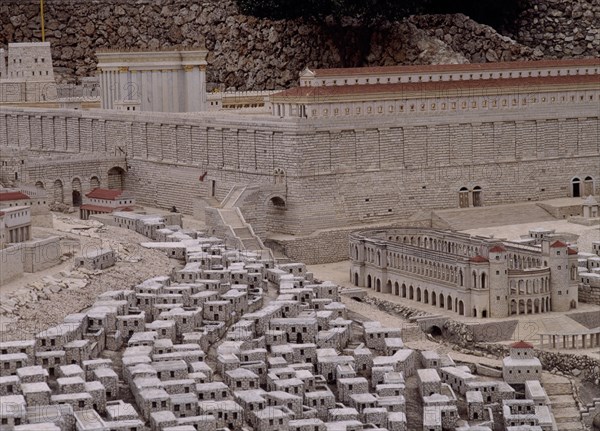 RECINTO DEL TEMPLO-RECONSTURIDO POR HERODES ENTRE 25 AL 13 AC
JERUSALEN, MAQUETA DE JERUSALEN
ISRAEL