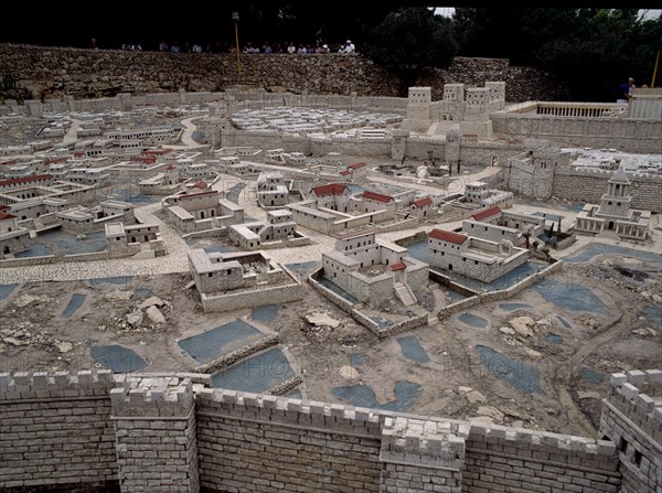 CIUDAD JUNTO A LAS MURALLAS DEL TEMPLO DE HERODES(25 AL 13 AC RECONSTRUYE LA CIUDAD)
JERUSALEN, MAQUETA DE JERUSALEN
ISRAEL