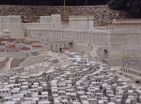 RECINTO DEL TEMPLO-MURALLAS DE HERODES CON ESCALERA Y LA CIUDAD
JERUSALEN, MAQUETA DE JERUSALEN
ISRAEL