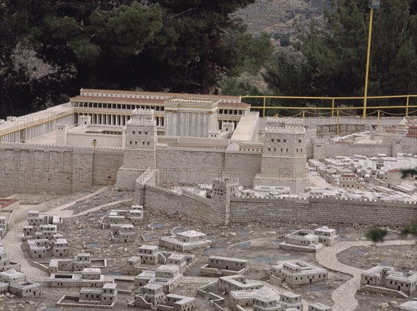 TEMPLO CON LA FORTALEZA DE ANTONIA Y MURALLAS DE LA CIUDAD DE HERODES
JERUSALEN, MAQUETA DE JERUSALEN
ISRAEL