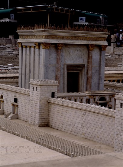 TEMPLO DE HERODES-DET EDIFICIO DEL PALACIO CON PATIO DE LAS MUJERES  Y DE LOS ISRAELITAS
JERUSALEN, MAQUETA DE JERUSALEN
ISRAEL