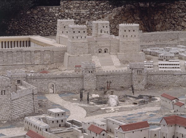 FORTALEZA DE ANTONIA-CONSTRUIDA ENTRE EL 37/35 AC POR HERODES
JERUSALEN, MAQUETA DE JERUSALEN
ISRAEL