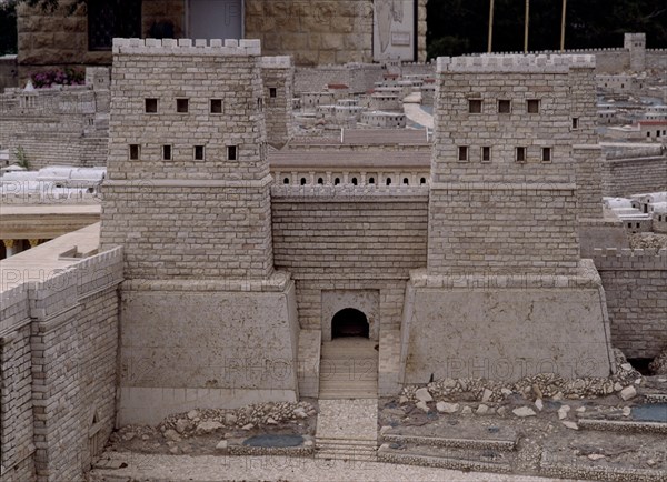 FORTALEZA DE ANTONIA-CONSTRUIDA ENTRE EL 37/35 AC POR HERODES
JERUSALEN, MAQUETA DE JERUSALEN
ISRAEL