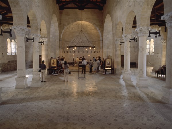 INTERIOR-VISTA GENERAL-RECONSTRUIDA IMITANDO LA CAPILLA DEL S V-SUELO DE MOSAICOS BIZANTINOS
TABGHA, IGLESIA DE LOS PANES Y LOS PECES
ISRAEL

This image is not downloadable. Contact us for the high res.