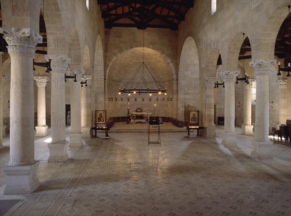 INTERIOR-VISTA GENERAL-RECONSTRUIDA IMITANDO LA CAPILLA DEL S V-SUELO DE MOSAICOS BIZANTINOS
TABGHA, IGLESIA DE LOS PANES Y LOS PECES
ISRAEL

This image is not downloadable. Contact us for the high res.