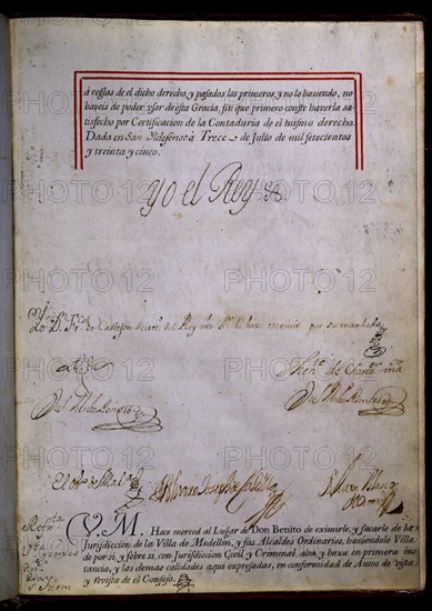 CEDULA DE CONCESION DE PRIVILEGIO DE VILLAZGO A DON BENITO-PAGINA DE FIRMAS-FIRMA FELIPE IV
DON BENITO, CASA DE CULTURA
BADAJOZ
This image is not downloadable. Contact us for the high res.
