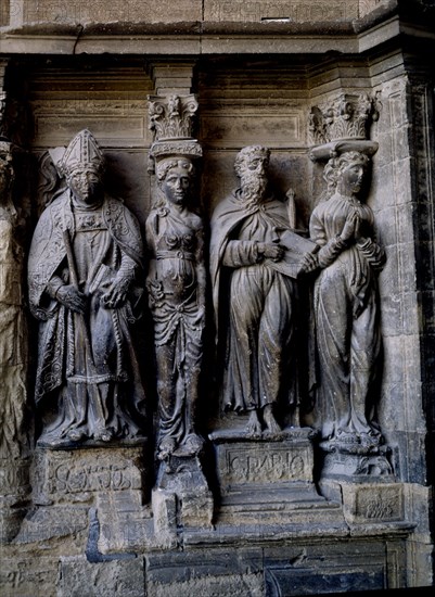 EXTERIOR- DET PORTADA PRINCIPAL-ESCULTURAS:CARIATIDES JUNTO A S PABLO Y OBISPO
TARAZONA, CATEDRAL NTRA SRA DE LA HUERTA
ZARAGOZA